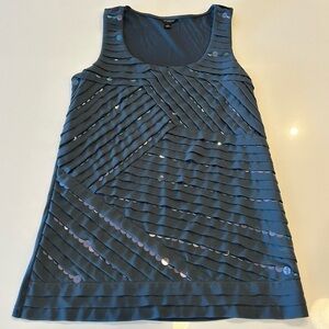 Ann Taylor Lined Tank Top with Overlapping Detail and Opalescent Sequins, Size S